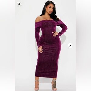 Fashion Nova Purple Long Sleeve Dress